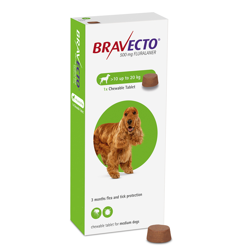 Bravecto Chewable Tablet For Medium Dogs (10 - 20 Kg) X 1 Tablet The dog father boarding hotel for dogs