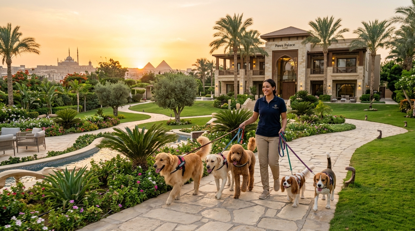 Dog owner choosing a trusted dog boarding service in Cairo