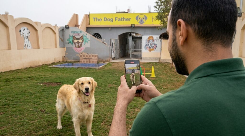 Daily video update of a dog staying at a boarding hotel in Cairo