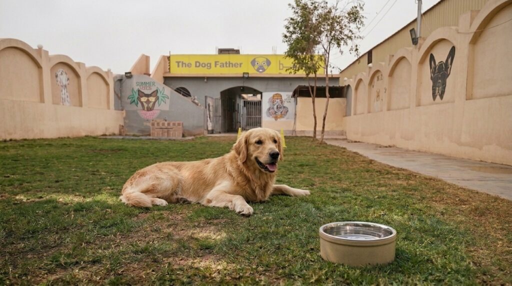 Dog enjoying a comfortable long-stay boarding experience in Cairo